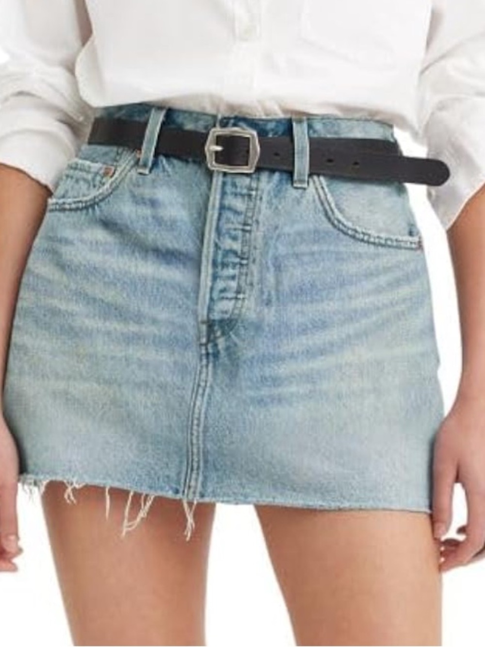 Levi's Light Blue Denim Mini Skirt with Raw Hem